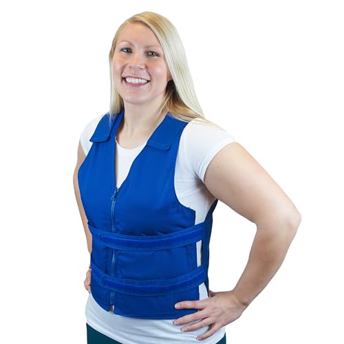Polar Products Adjustable Zipper Cooling Vest for Men and Women with Kool Max Packs or Cool58 Phase Change Cooling Packs (Kool Max, Blue, 2XL/3XL)