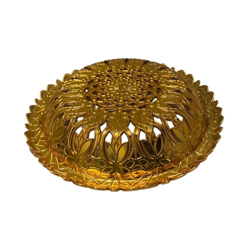 Image of SereneCorner Exquisite Golden Round Serving Tray, Multipurpose and Decorative with Sturdy Built Intricate Design, Home Use, Perfect for Gifting, Weddings, and Festive Celebrations, Gold