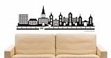 INDIGOS UG - Wandtattoo Wandsticker Wandaufkleber Aufkleber - Wandaufkleber e716 Skyline Stadt - Aschaffenburg (Deutschland) Design 2-180x62 cm - schwarz - Dekoration Küche Bad Büro Hotel