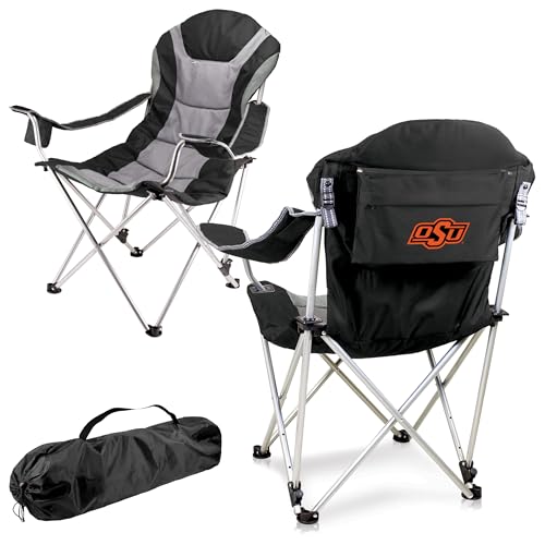 PICNIC TIME NCAA Oklahoma State Cowboys Reclining Camp Chair - Beach Chair for Adults - Sports Chair with Carry Bag