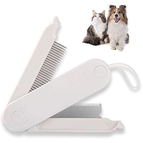 MALOROY Pet Grooming Brushes Cat Hair Remover Brush Grooming Shedding Tools for Dogs Stainless Steel Pet Comb for Long and Short Fur