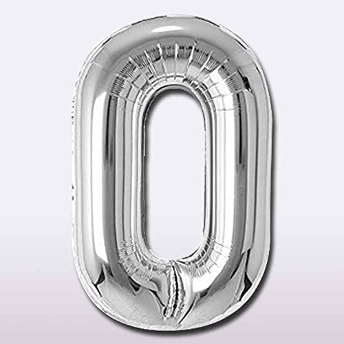 Image of Silver 32 Inches 0 Numbers Shape Large Big Foil Helium Balloons For Party Decorations In Happy Birthday Anniversary Office Items Materials Set Pack, 1 Piece