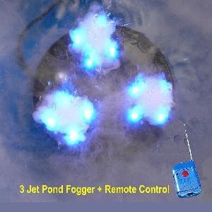 Ocean Mist 3 Jet Pond Fogger W/RGB LEDs and Remote Control - Great for Parties and Halloween