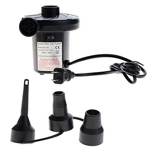 Electric Air Pump Air Mattress Pump 110V AC Quick-Fill Pump for Inflatables Pool Floats,3 Nozzles for Replacement