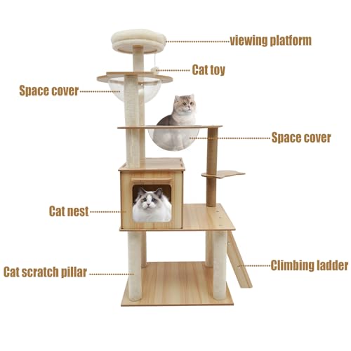 Árbol para Gatos de Madera con 5 Niveles y Cápsulas Acrílicas miniatura 3
