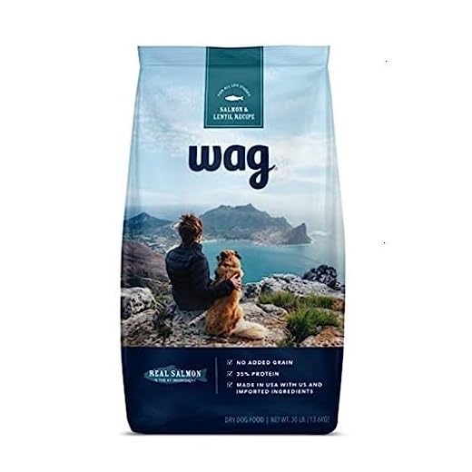 Amazon Brand - Wag High Protein Dry Dog Food Salmon & Lentil Recipe, Grain Free (30 lb. Bag)