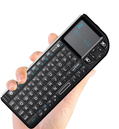 Rii Dual Mode Wireless Keyboard with Touchpad Mouse Bluetooth 4.0 with 2.4G Wireless Mini Keyboard with Backlit LED Built-in Rechargeable Battery Compatible with Windows Linux UK Layout-Black