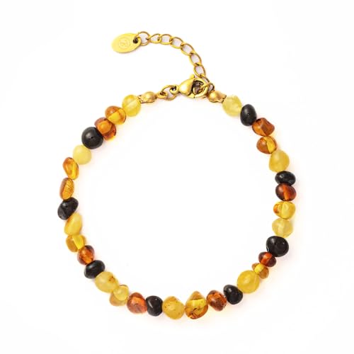Bernstein Armband orange - facettiertes Armband - Gold - XS-S