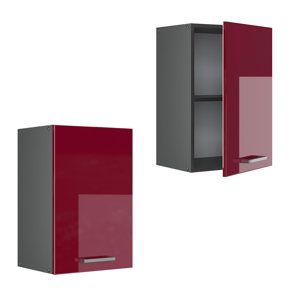 Vicco Armario Colgante R-Line, Rojo de Alto Brillo, 40 cm, para combinación Libre Dentro de Sistemas de Cocina modulares