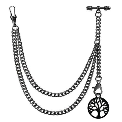 Chaîne de montre de poche haut de gamme style Albert et T-Bar