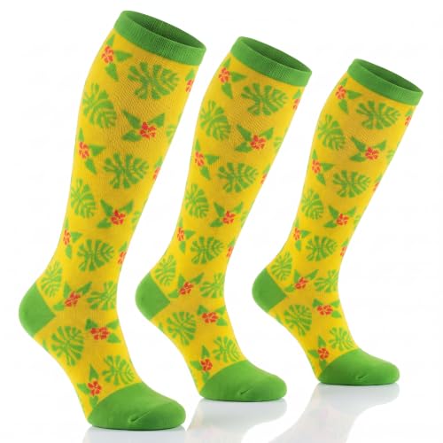 Image of Tipi Toe 3 Pairs Patterned Compression Socks for Women & Men, 12-14 mmHg Mild Support for Circulation & Swelling, Knee High