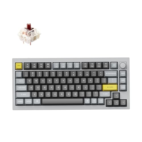 Image of Keychron Q1 RGB Wired Custom Mechanical Keyboard Knob Version, 75% Layout QMK /VIA Programmable with Hot-swappable Gateron G Pro Brown Switch Double Gasket Compatible with Mac Windows Linux (Grey)