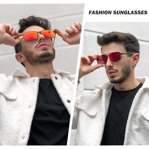 DUCO Retro Rectangular Polarized Sunglasses for Men Trendy Carbon Fiber Shades2