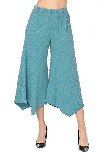 Focus Fashion Women's Cotton Texture Jersey Gaucho Capri pant