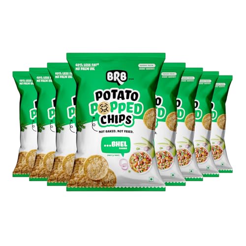 Image of BRB Potato Popped Chips | Bhel - Flavour | Not Fried. Not Baked | 60% Less Oil, Lower Calorie, Healthy Snack | 8 x 48g Combo Pack