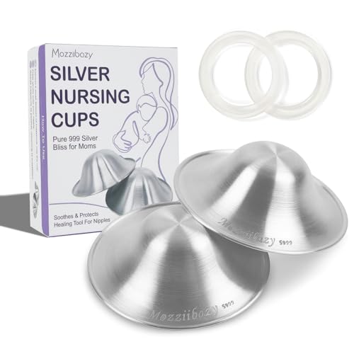 Image of Mozziibazy The Original Silver Nursing Cups - Silver Nipple Covers Breastfeeding Kit