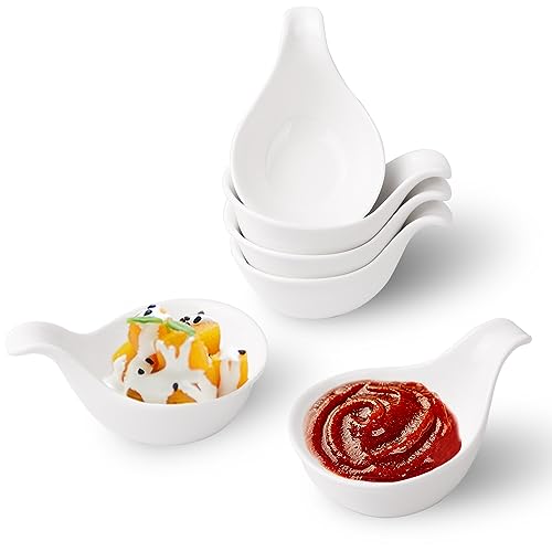 Cnyiyeci Dessertschalen Porzellan Mini Dip Schälchen 90ml Servierschalen 6er Set für Saucen, BBQ-Sauce, Eis, Dessert, Obst