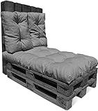 normani Palettenkissen Set 3-Teilig (EIN großes Sitzkissen und Zwei Rückenkissen) Farbe Silver