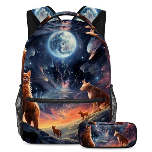 Sac à dos animaux étoilés avec sa trousse assortie pour l'école et les sorties des ados