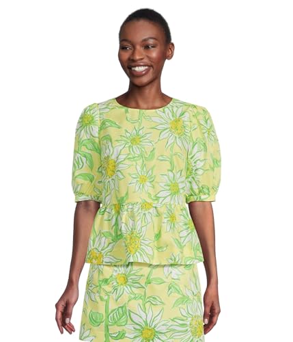 (取寄) リリー ピュリッツァー レディース ショート スリーブ トップ Lilly Pulitzer women Hisli Short Sleeve Top Limoncello Sunbelievable Lilly Pulitzer Women's Hisli Short Sleeve Top, Limoncello