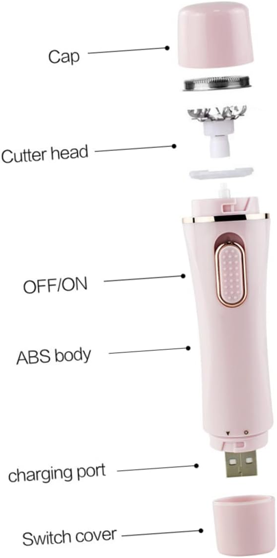 4-in-1 USB Charging Hair Remover for Women, Pink ABS
