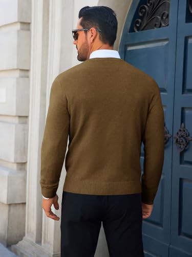 Image of Runcati Mens Crewneck Sweaters Casual Knit Lightweight Dress Sweater Long Sleeve Slim Fit Fall Winter Pullover