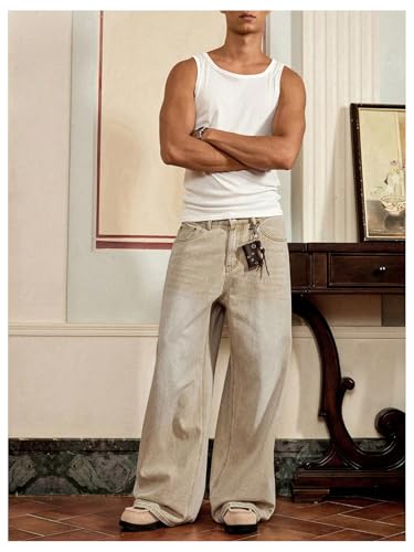 SOLY HUX Men's Baggy Jeans Vintage Straight Leg Loose Fit Skater Denim Pants Streetwear4
