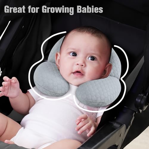 Image of KAKIBLIN Baby Travel Pillow, Upgraded Baby Neck Pillows for Car Seat, Infant Neck Support Pillow for Head and Neck,Newborn Head Support for Car Seat,Stroller, Pushchair