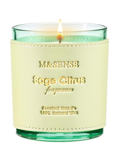 M&SENSE Sage Citrus Vegan Soy Candles, Non Toxic 10oz 42-Hour