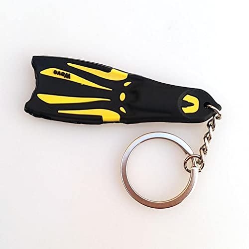 Scuba Diving Keychain with Mini Fins Design - Yellow Silicone Key Holder for Ocean Activities - 5 inch Key Ring for Men and Women- 13cm Yellow3
