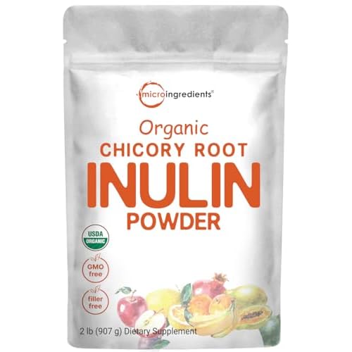 Micro Ingredients Organic Inulin Fiber Powder, 2lb | Natural Prebiotic to Support Digestive & Gut Health | Soluble, Easily Digestible | Unflavored, Ve