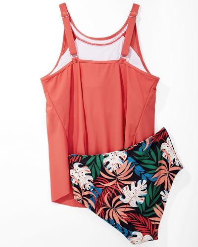 SUUKSESS Women Tummy Control Tankini Bathing Suit Ruffle High Waisted Swimsuit3