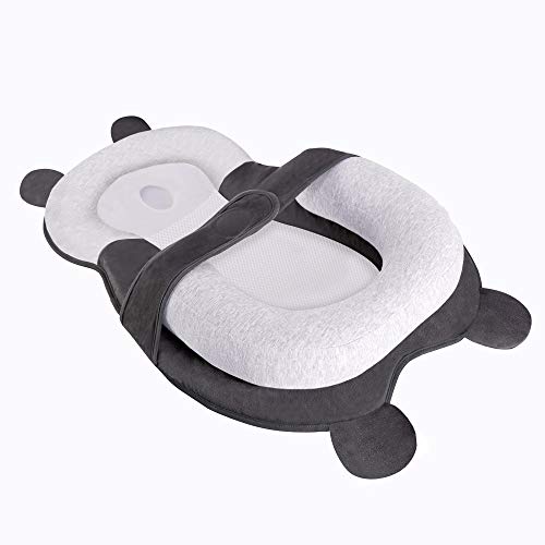 Portable Baby Lounger Pillows Baby Snuggle Nest Sleeper Newborns Bed Comfortable Head Pillows Support Baby Sleep Positioning Prevent Flat Head Pillows for 0-6 Months Grey