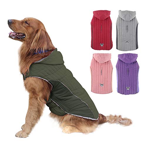 Emust Winter Coat For Large Dogs, Thick Fleece Dog Winter Jacket For Cold Weather With Hoodie, Dog Winter Clothes For Small Medium Large Dogs, Windproof Dog Clothes Dog Apparel, 2Xl #TOP5