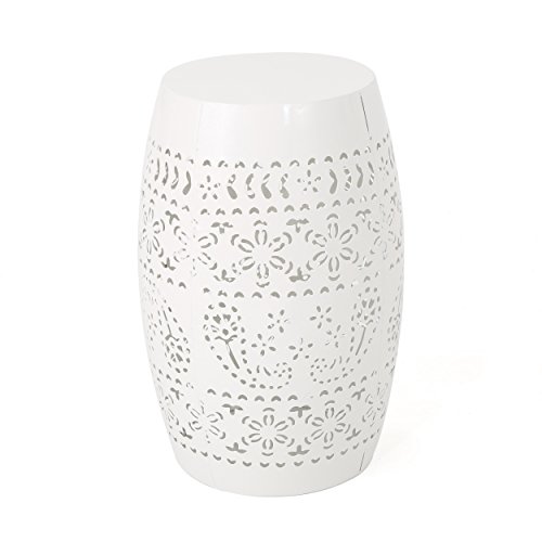 Christopher Knight Home Apollos Indoor Lace Cut Iron Accent Table, White, 12.25D x 12.25W x 18H in