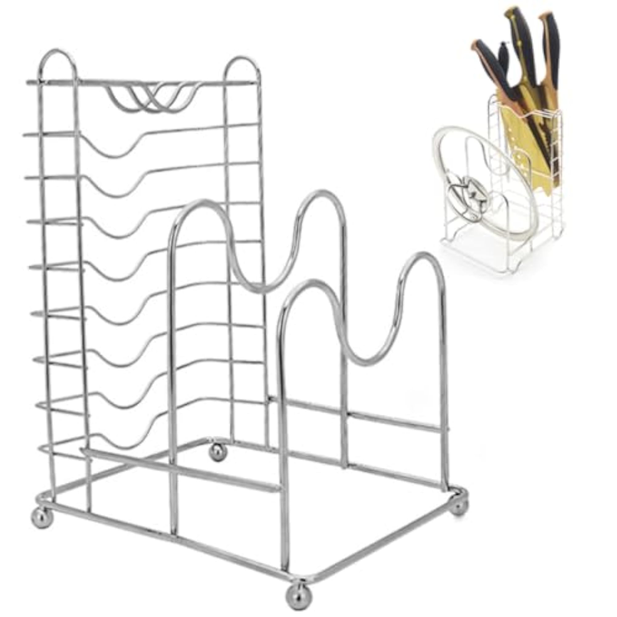 3-in-1 Stainless Steel Cutting Board Knife Rack Organizer