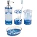 mDesign Acrylic Bath Accessory Set, Soap Dispenser Pump, Toothbrush Holder, Tumbler, Soap Dish - 4 Pieces, Ocean Blue