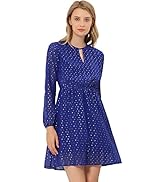 Allegra K Damenkleid Mit Herz-Punkt-Muster – A-Linie, Netzärmel, Für Party & Hochzeit