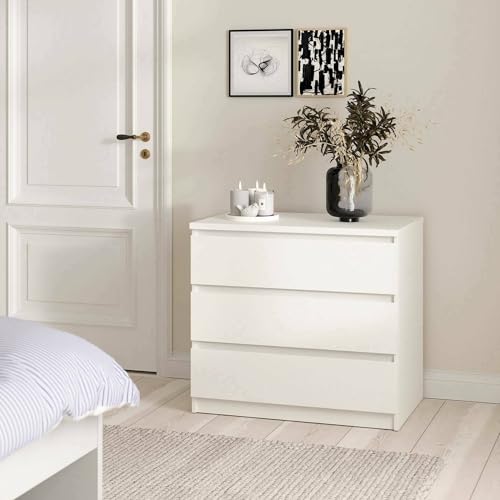 Dmora - Kommode Aglae, Mehrzweckkommode, Schlafzimmerkommode, Schrank mit Schubladen, 77x50 h70 cm, Weiß