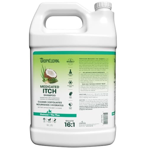TropiClean Oatmeal Dog Shampoo for Itchy Skin Relief, Medicated,1 Gallon