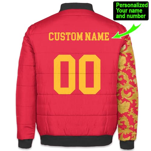 Mens Football Customize Personalized Winter Bomber Puffer Coat Any Name Number Plus Size Apparel Down Jacket2