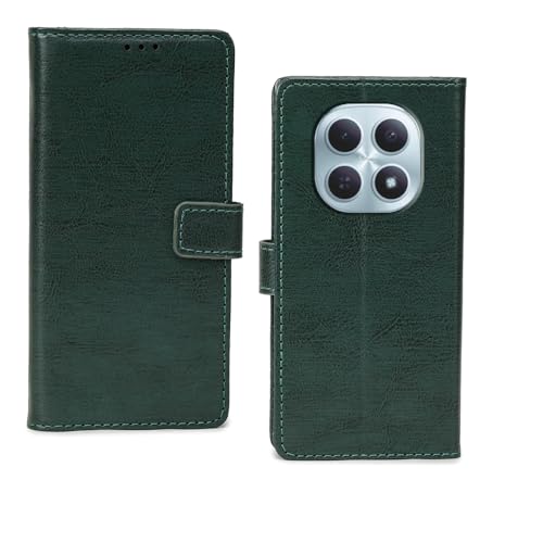 Image of amazon basics Redmi Note 15 5G Flip Cover | Card Pockets Wallet & Stand | Flip Cover for Redmi Note 15 5G (Green)