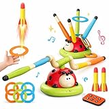 3in1 子供 おもちゃ 外遊び 玩具 てんとう虫 輪投げ ロケットランチャー ジャンプゲーム 音楽付き 室内外 運動 知育玩具 3-8歳 男の子 女の子 誕生日プレゼント
