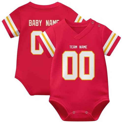 Image of KREDE Baby Clothes Unisex Bodysuit Jersey Style Custom Name Number for Baby Boys