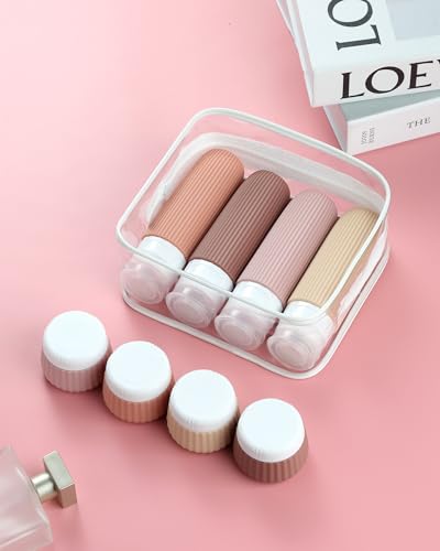 Image of Mrsdry Travel Bottles - 8 Pack, TSA Approved 3 oz Travel Containers for Toiletries, Clear Bag, Leak Proof Silicone Squeezable Essentials Jars