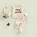 TheFound Toddler Boy Clothes Hey Cutie Long Sleeve Waffle Knit Sweatshirt Tops Sweatpants Cute Infant Boy Fall Winter Outfits (Apricot Hey Cutie, 0-6 Months)