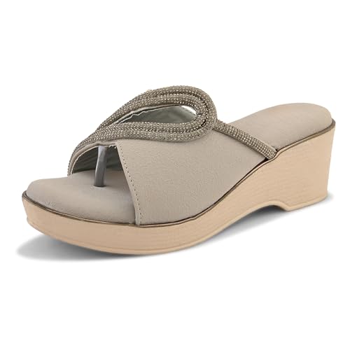 Image of Centrino Women's Wedge Heel Sandals | Stylish Slip-On Sandals for Ladies | Soft Cushioned Footbed for Comfort | Elegant & Trendy Design | Lightweight and Durable Fashion Footwear (9404)