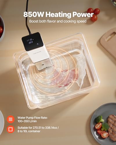 Image of VEVOR Sous Vide Precision Cooker, 850W Sous-Vide Cooking Machine, Immersion Circulator with LED Digital Display, Secure Clamp Design, Fast-Heating, Accurate Temperature & Timer Control, Sous-Vide