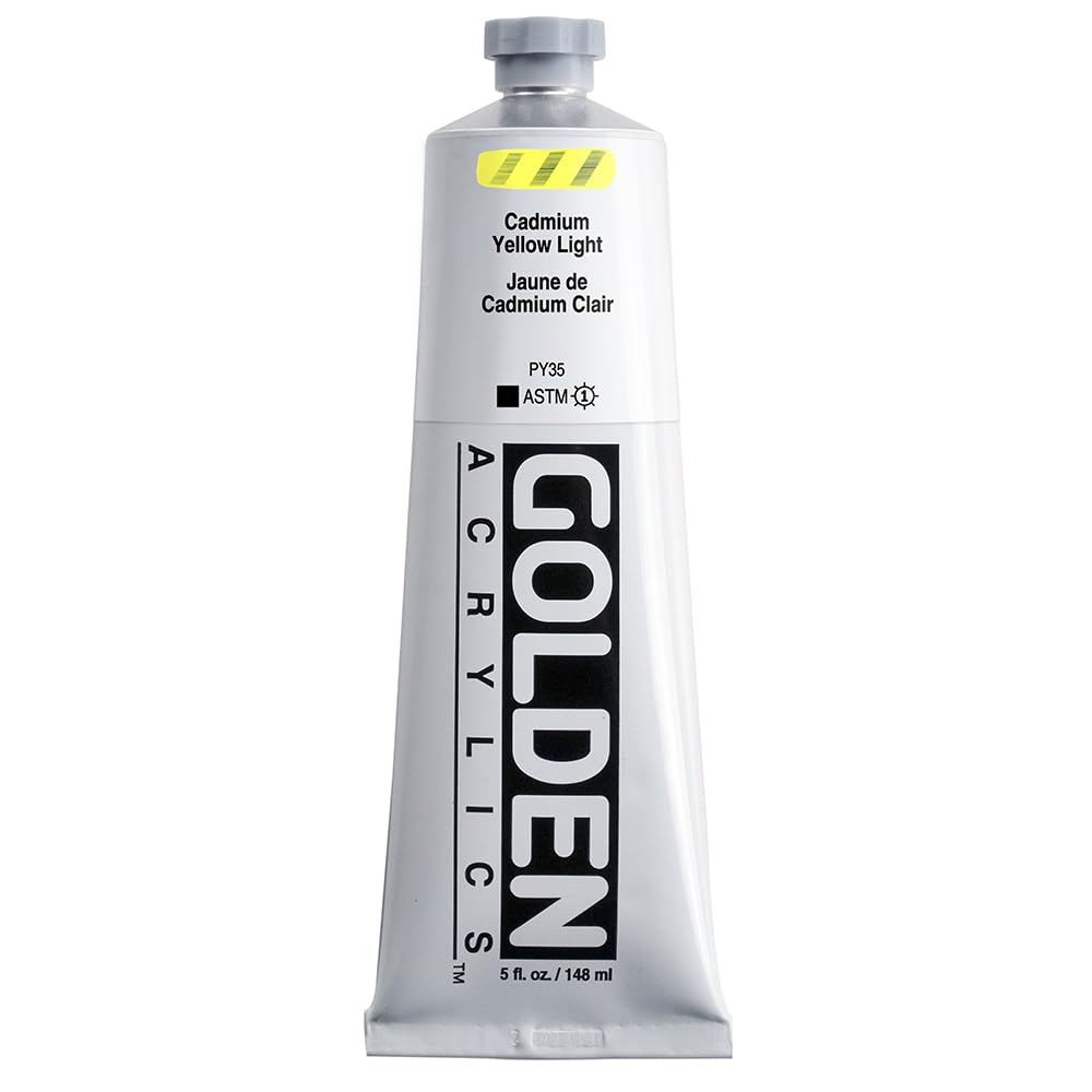 Heavy Body Acrylics by GOLDEN, Cadmium Yellow Light, 5 fl. oz. Tube, Professional Acrylic Paint, Opaque