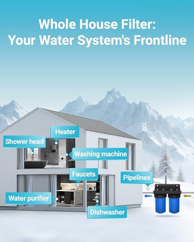 Image of AQUA CREST WF10PG Whole House Water Filter, Compatible with WHF21-PG, GE FXHTC, GXWH40L, 3M Aqua-Pure AP810, Culligan RFC-BBSA, Any 10 inch x 4.5 inch System, Reduces Sediment, Chlorine, Taste, Odor